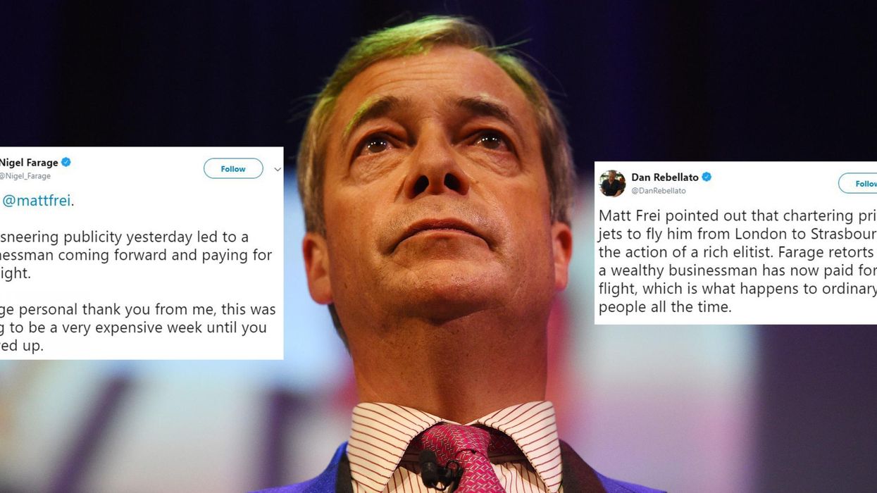 Nigel Farage owns himself after bragging about a businessman paying for his private plane to France