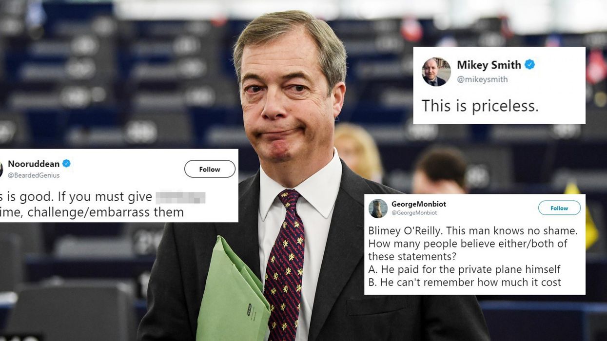 Nigel Farage was asked why he took a private plane to France and his reaction says it all