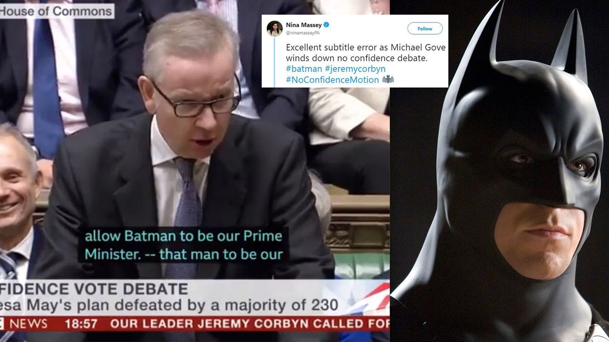 Michael Gove appears to say 'Batman' should not become PM after subtitle fail by BBC