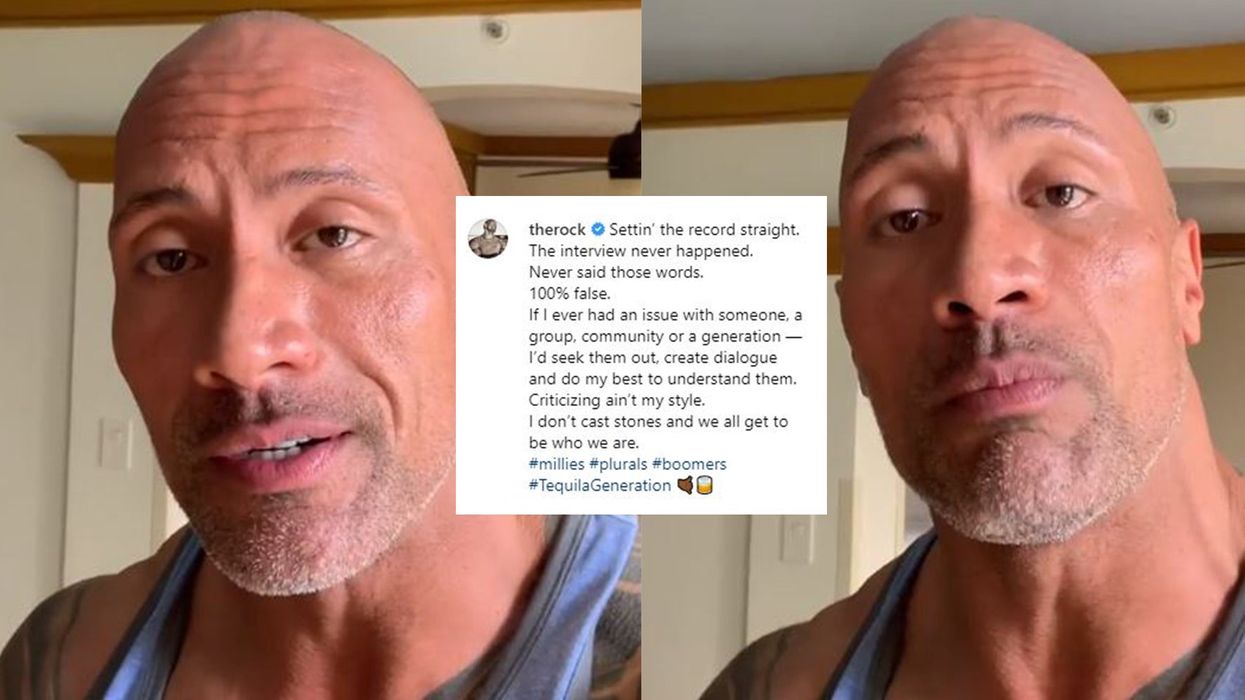 The Rock says that he didn't criticise 'generation snowflake' and claims his interview was 'false'