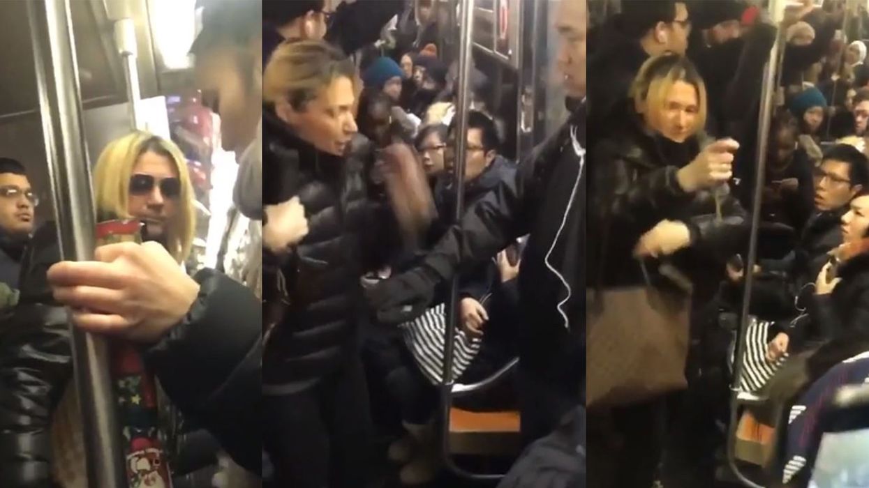 White woman filmed shouting racist abuse and hitting an Asian woman on a New York train