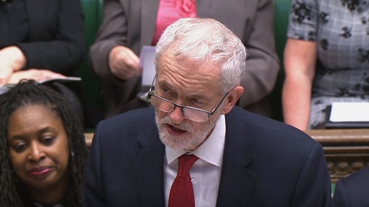 Jeremy Corbyn leads Labour MPs in an chant as he attacks inequality under the Tory government