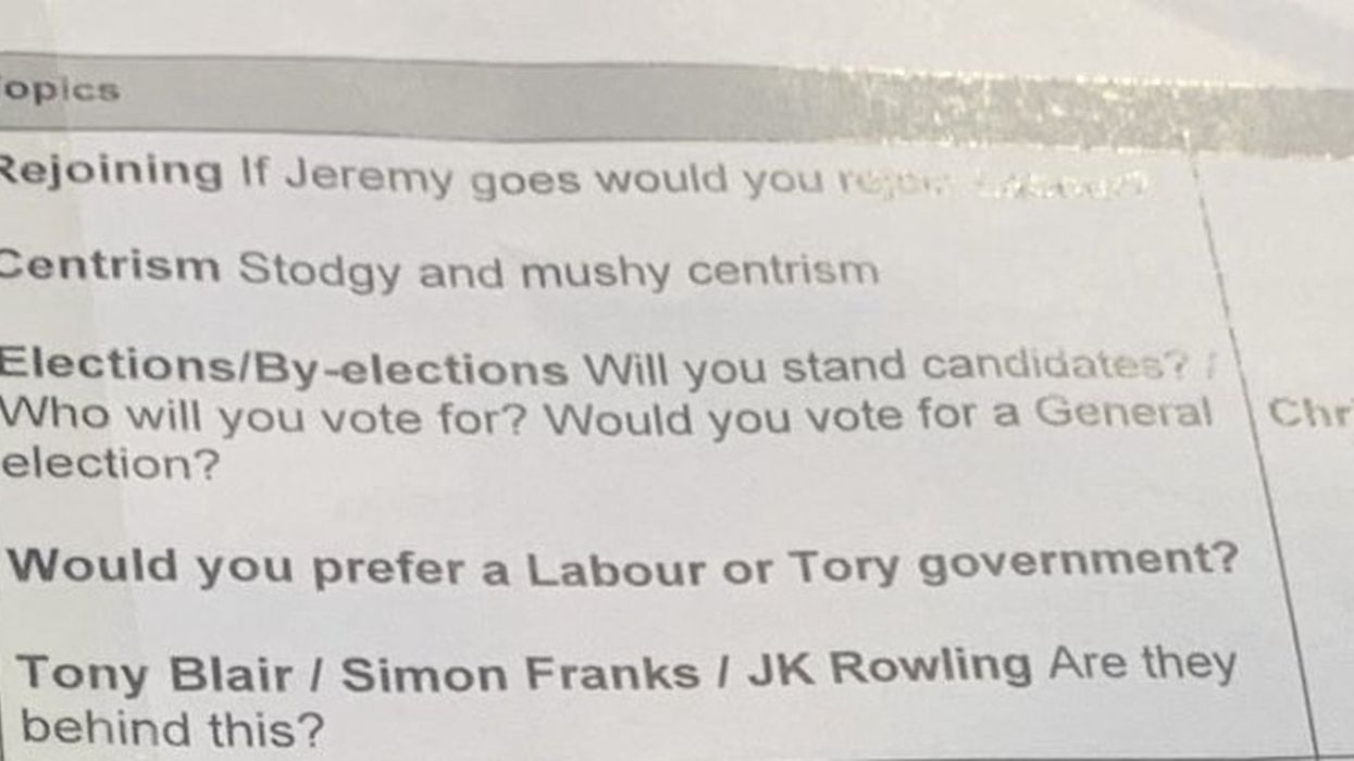Labour split: Quitting MPs prepared for questions on 'stodgy and mushy centrism', leaked sheet suggests