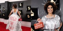 joy villa dress designer Pro-Trump Fashion Ensembles Overwhelm the Grammy Red Carpet