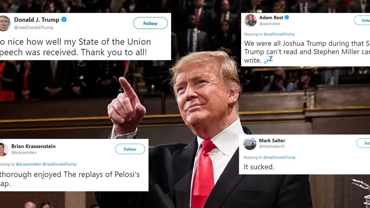Trump gets roasted on Twitter for saying his State of the Union speech was 'well received'