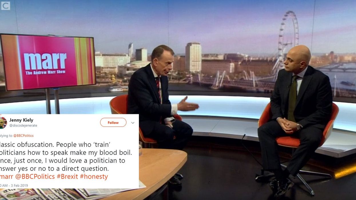 Sajid Javid left stumbling for words when asked if the UK will be less safe after a no-deal Brexit