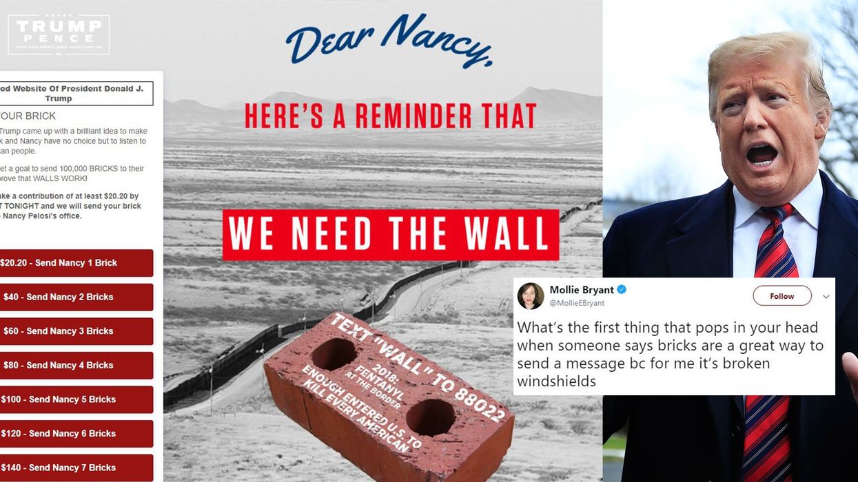 Trump campaign team launches website that invites supporters to 'send a brick' to Nancy Pelosi and Chuck Schumer