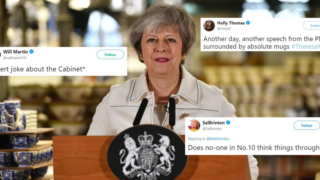 Brexit: Theresa May made a speech in front of a lot of mugs and everyone made the same joke