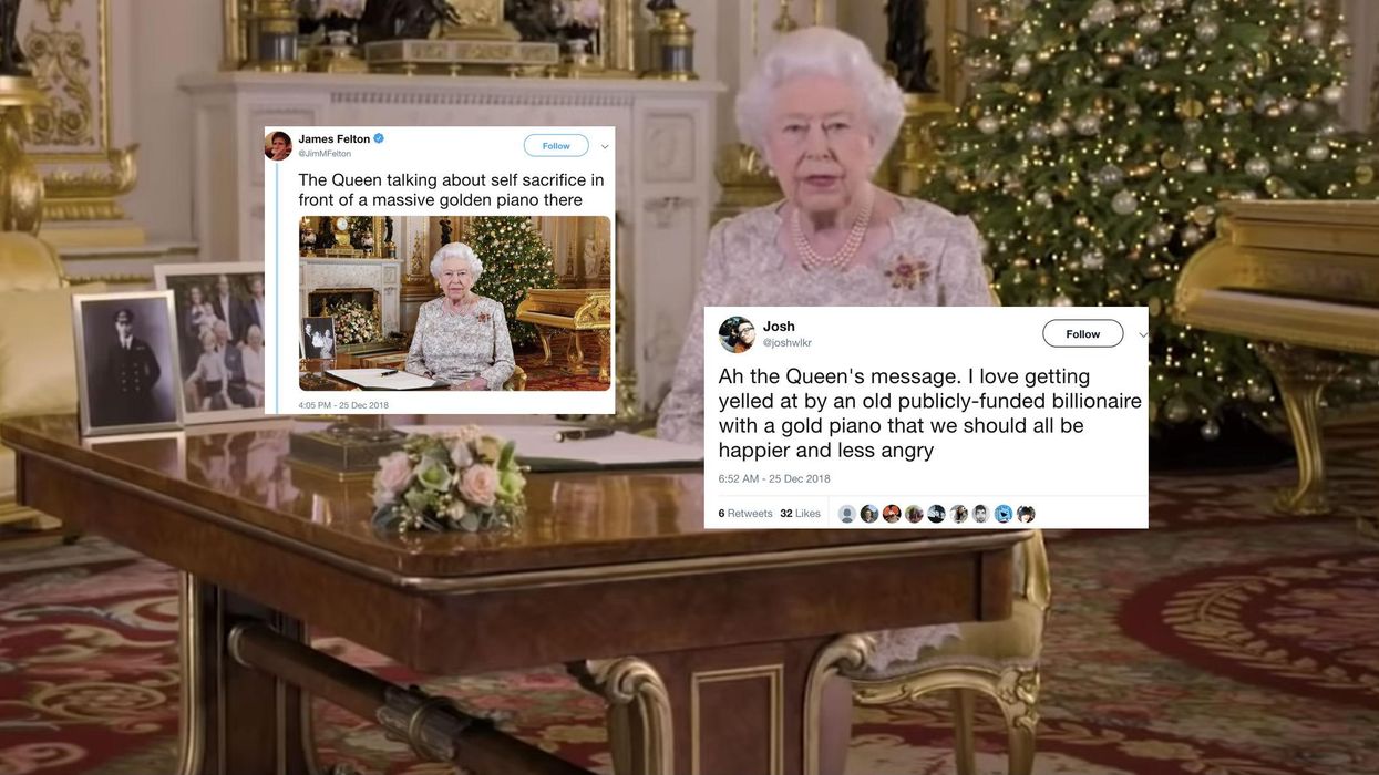 The queen delivered her annual Christmas speech in front of a gold piano. The internet reacted accordingly