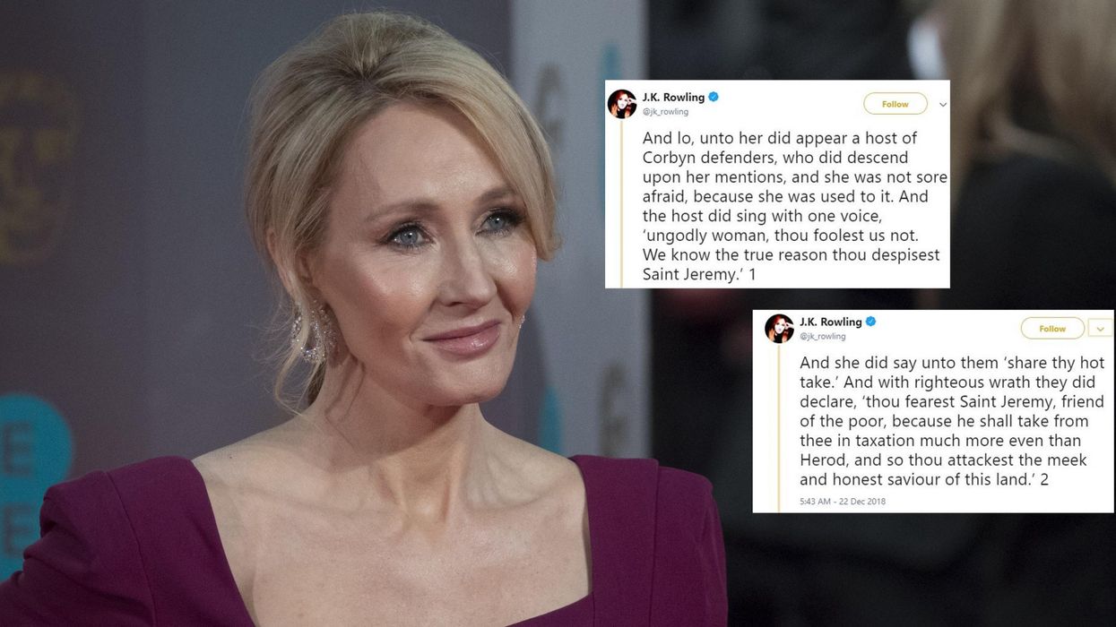 JK Rowling attacked Jeremy Corbyn with a series of biblical tweets - and people aren't sure what to think