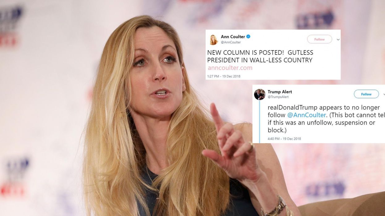 Right-wing pundit Ann Coulter criticised Trump on Twitter and he responded in the pettiest way