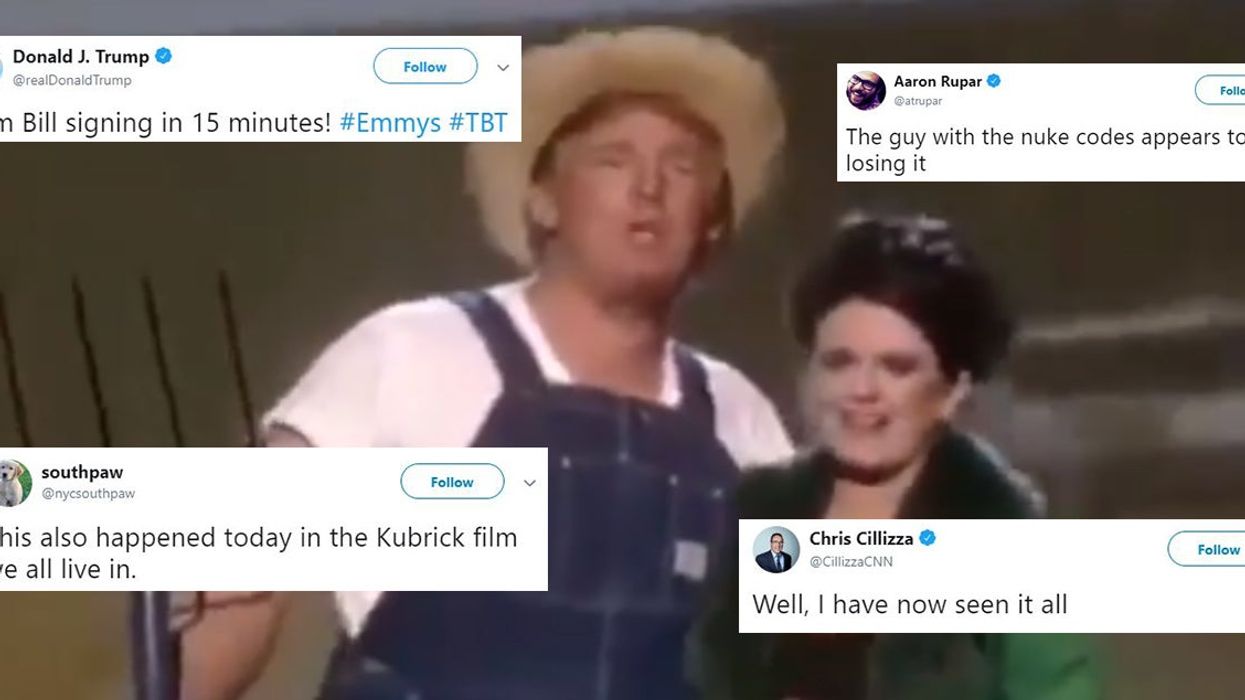 Trump shared a video of him dressed as a farmer and singing to celebrate the passing of a major bill