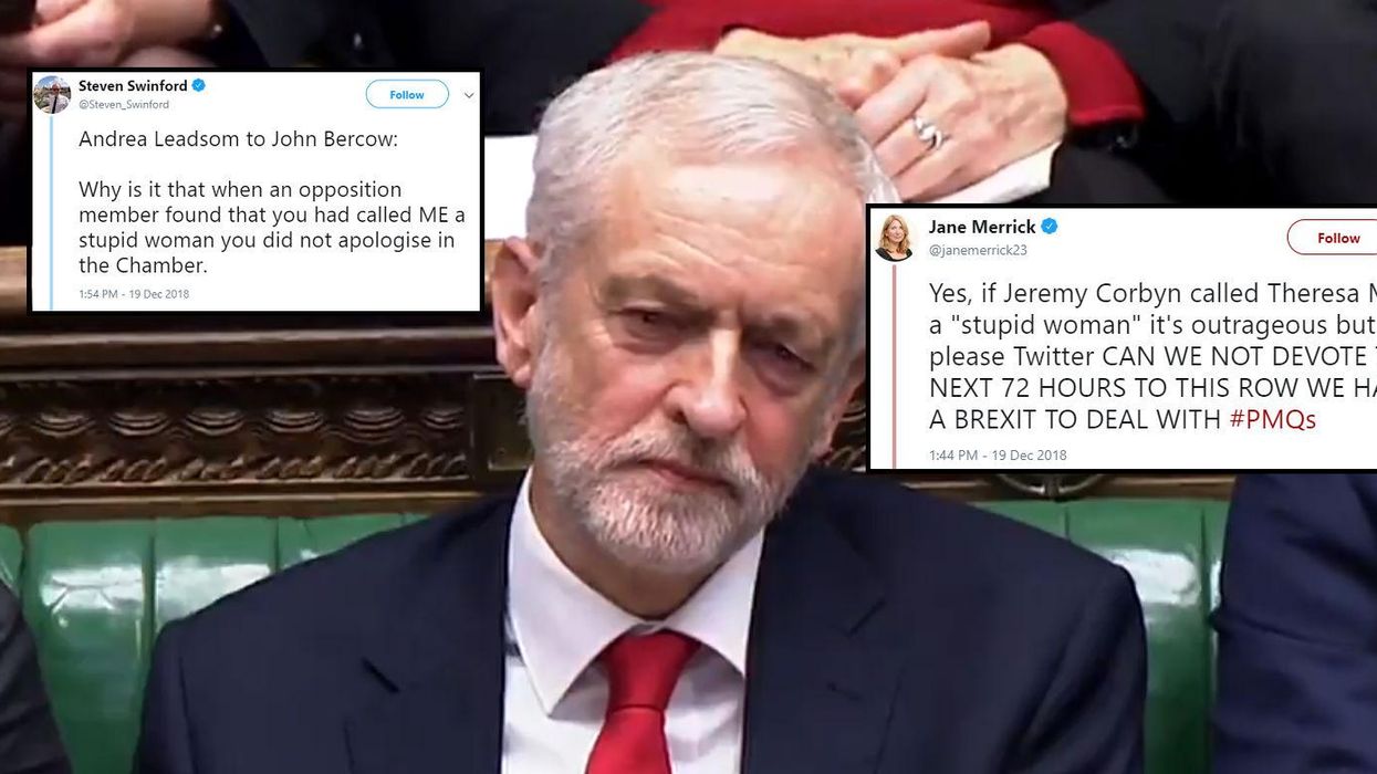 People can't decide whether or not Jeremy Corbyn called Theresa May a 'stupid woman' at PMQs