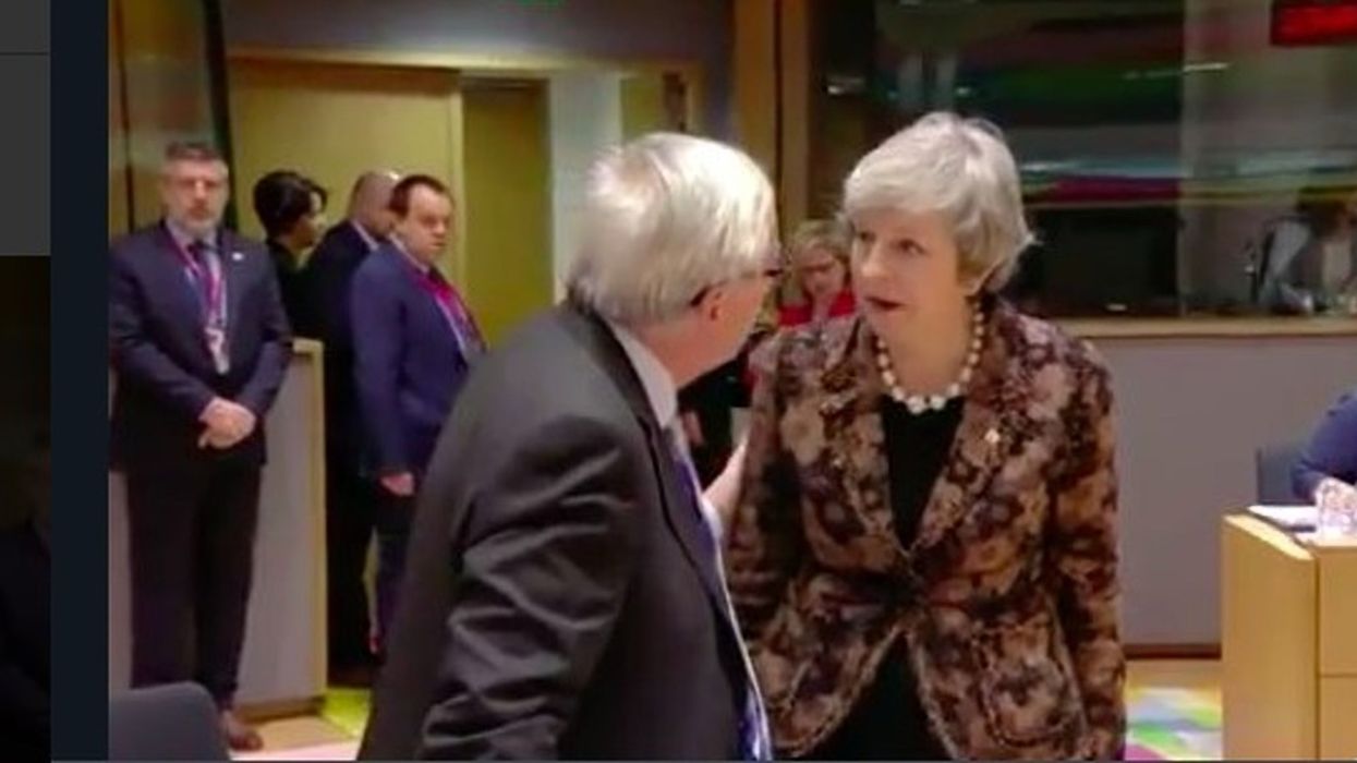 This footage of Theresa May confronting Jean-Claude Juncker is the definition of awkward