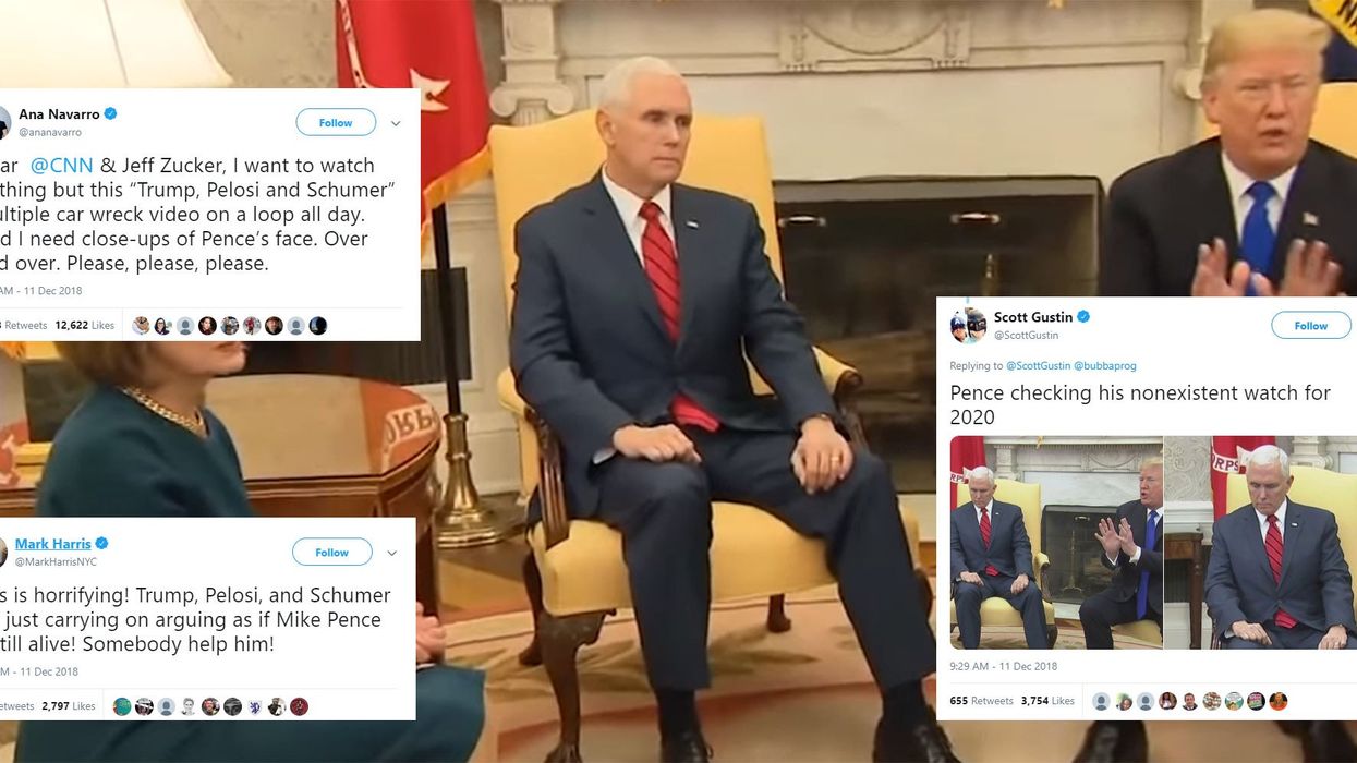 Mike Pence is being roasted for staying silent during Trump's White House spat with top Democrats
