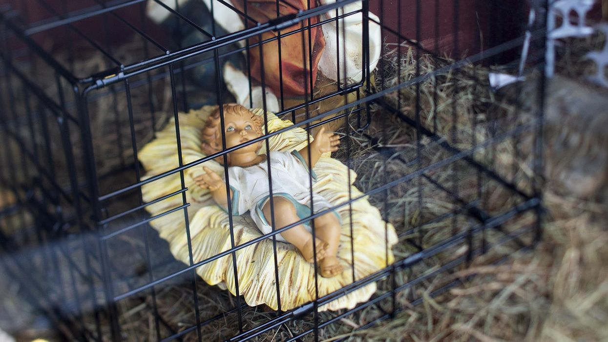 Church puts baby Jesus in a cage in their nativity scene to provoke debate on immigration
