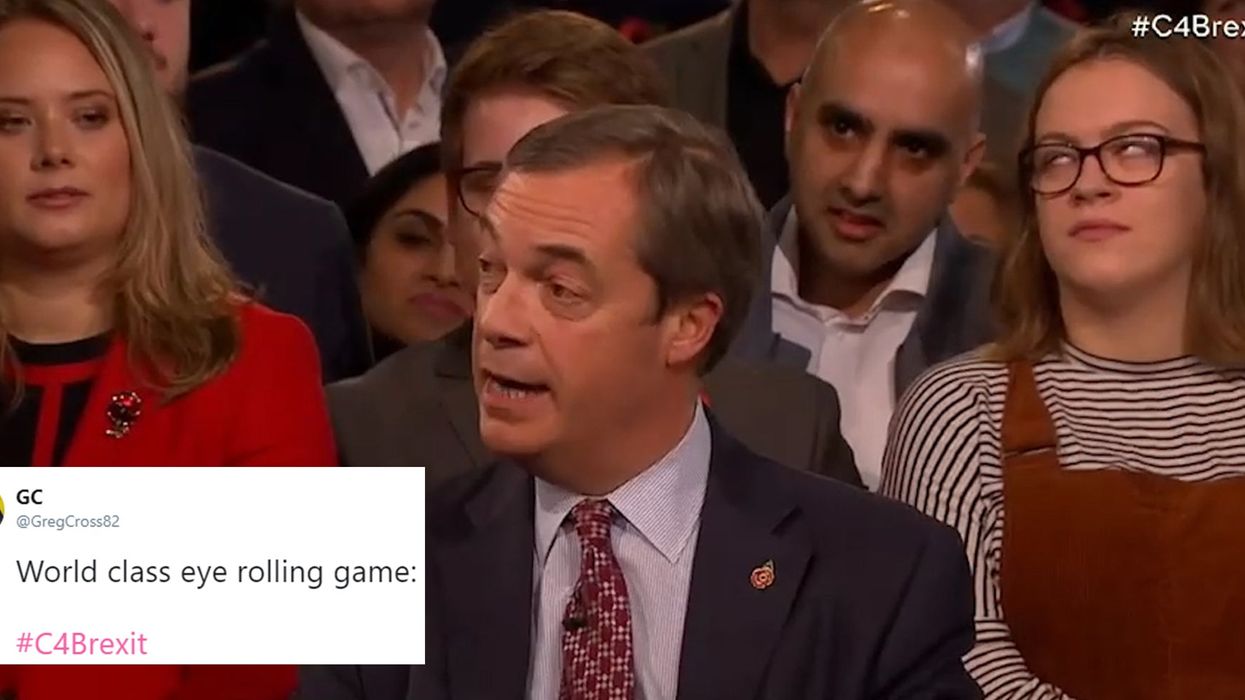 People are loving this woman's powerful eye rolling at Nigel Farage from a Brexit debate
