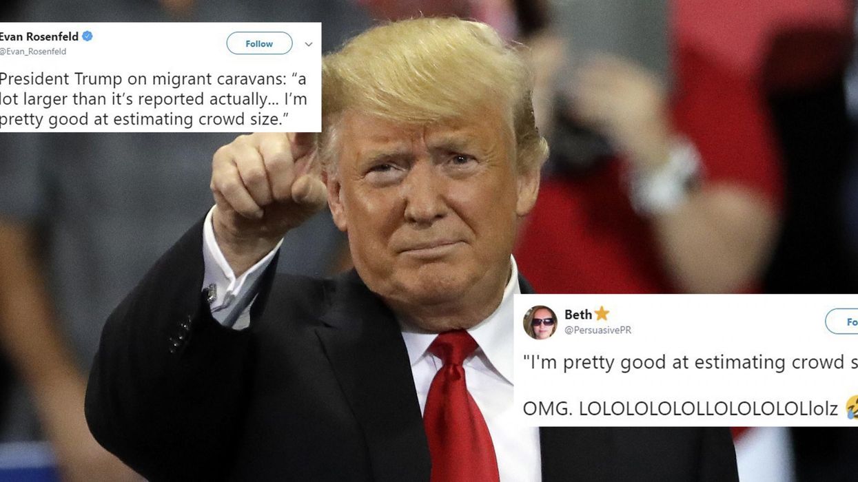 Trump said he is 'pretty good at estimating crowd size' and everyone made the same joke