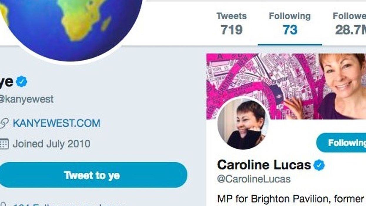 Kanye West followed Green MP Caroline Lucas on Twitter and no one's sure why