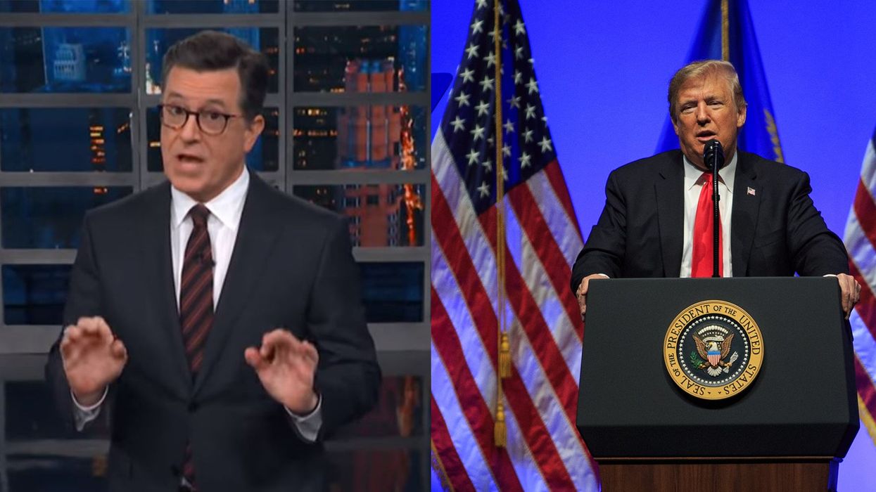 Stephen Colbert says that Trump should be disqualified from the presidency for lying about 9/11 in his response to Pittsburgh