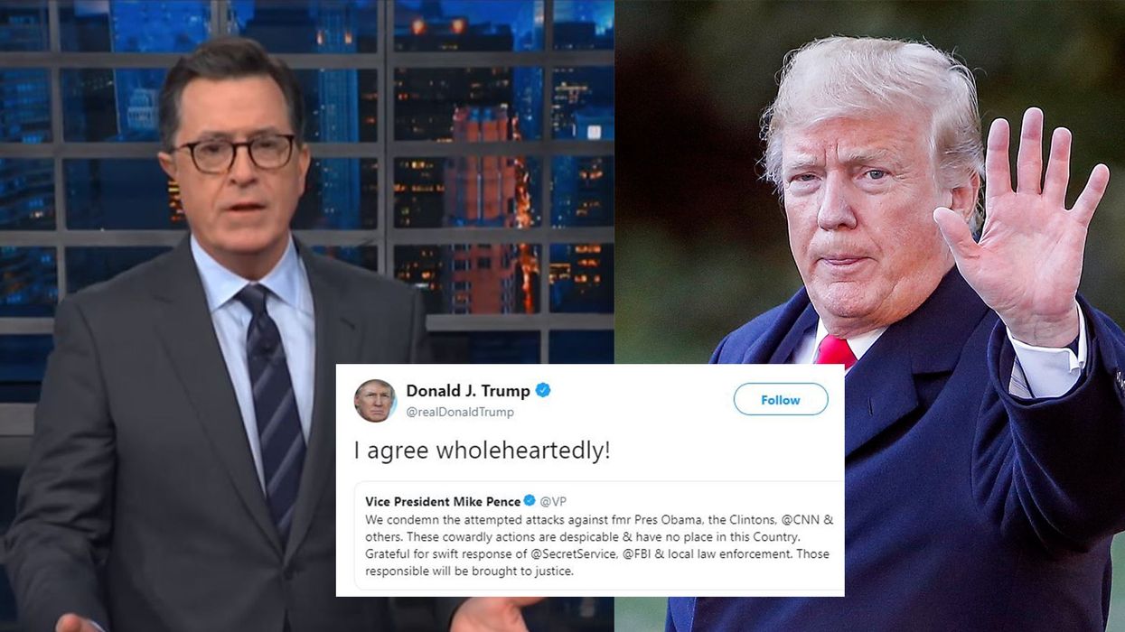 Stephen Colbert condemns Trump for doing the bare minimum after bomb scares