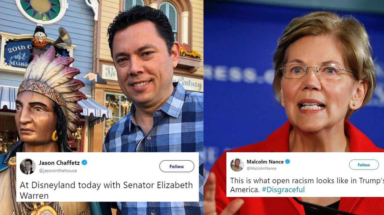 Jason Chaffetz posed with a Native American statue in an attempt to mock Elizabeth Warren