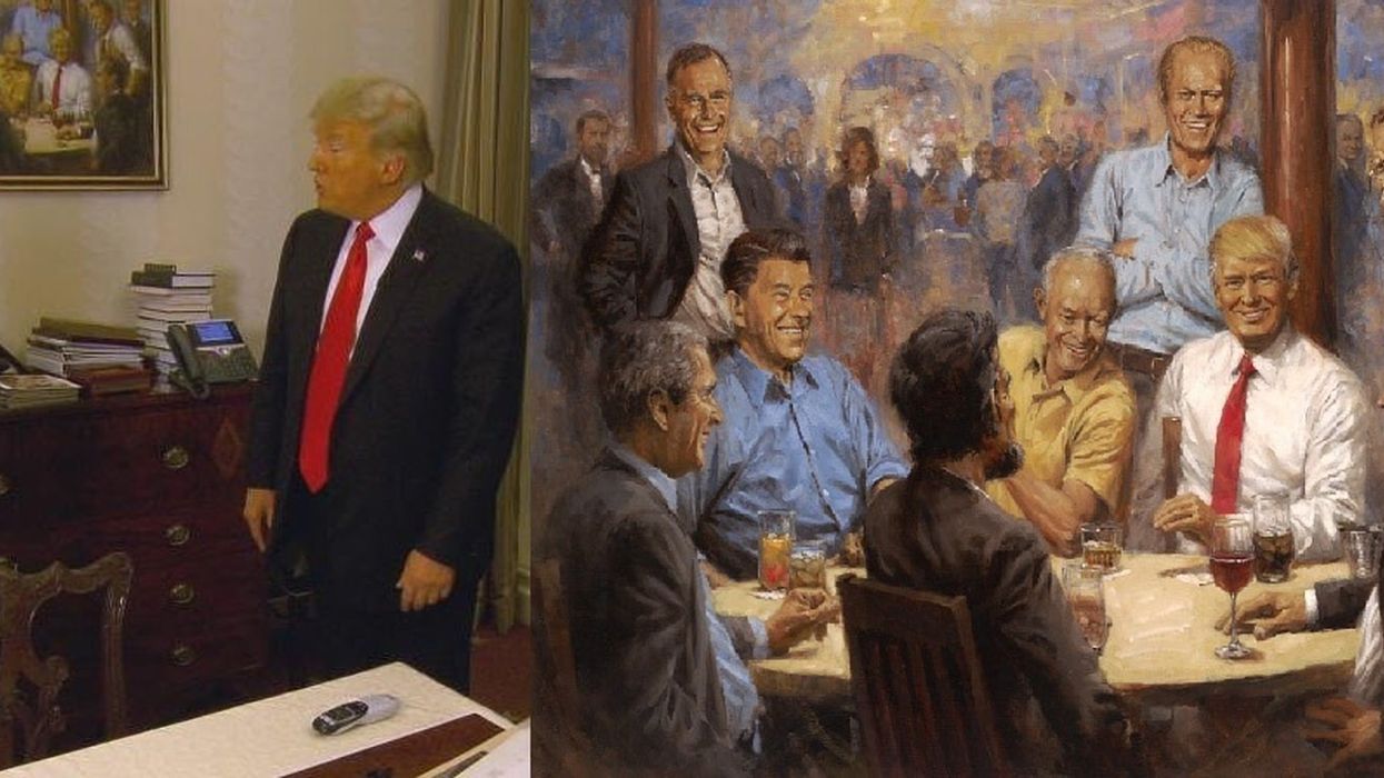 Trump has a bizarre painting of himself and other presidents - you really need to see it for yourself