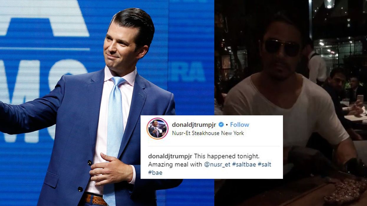 Donald Trump Jr condemned after sharing a video of him dining at a Salt Bae restaurant