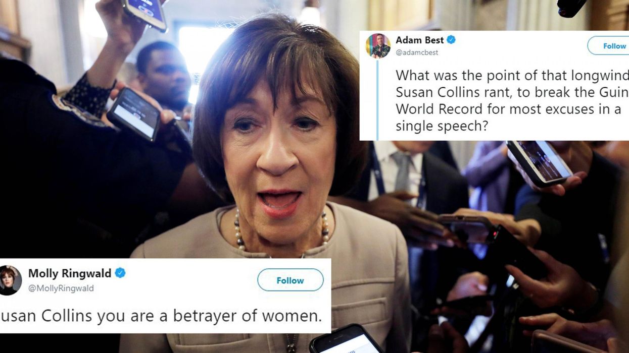 Senator Susan Collins confirmed her support for Brett Kavanaugh and people were furious