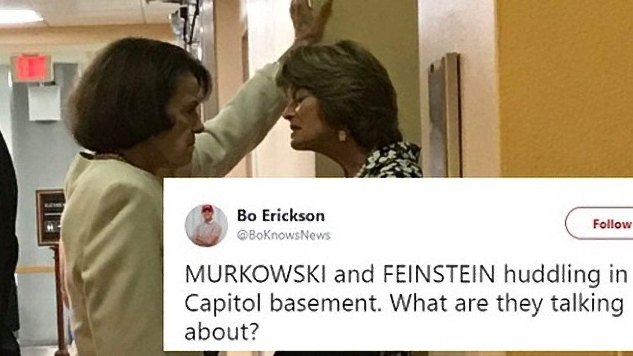 People are guessing what's being said in this conversation between a Republican and Democrat senator