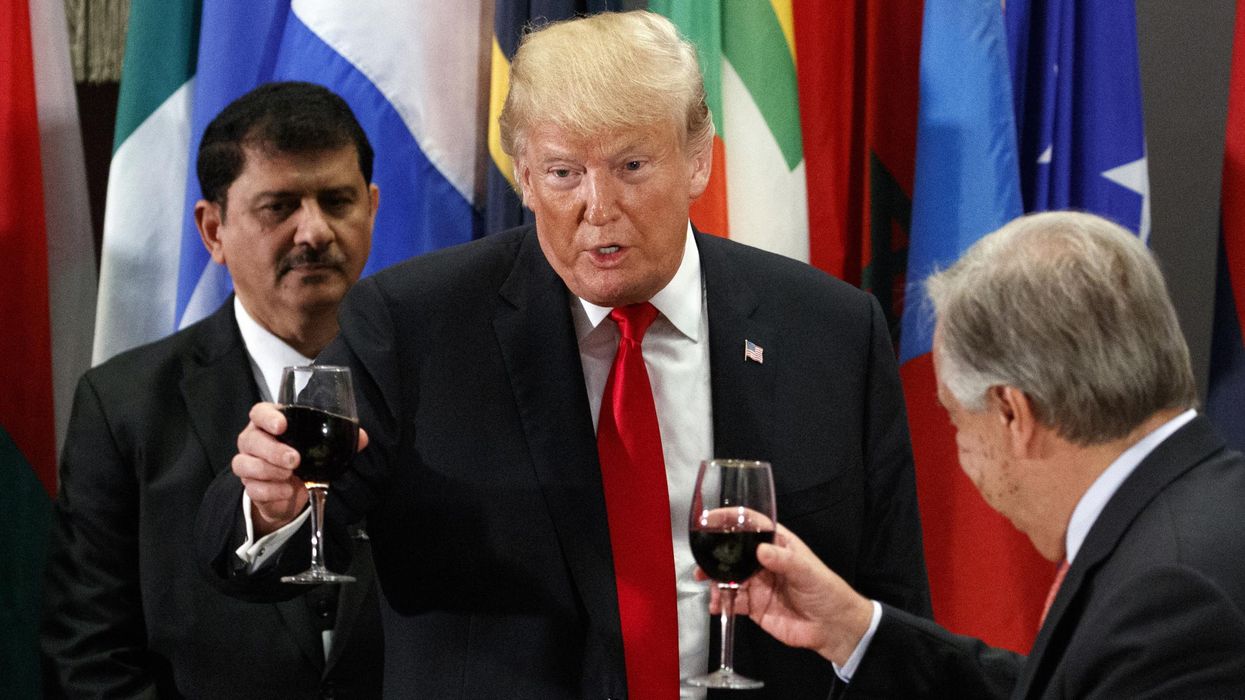 Donald Trump toasted the UN with a wine glass full of Diet Coke