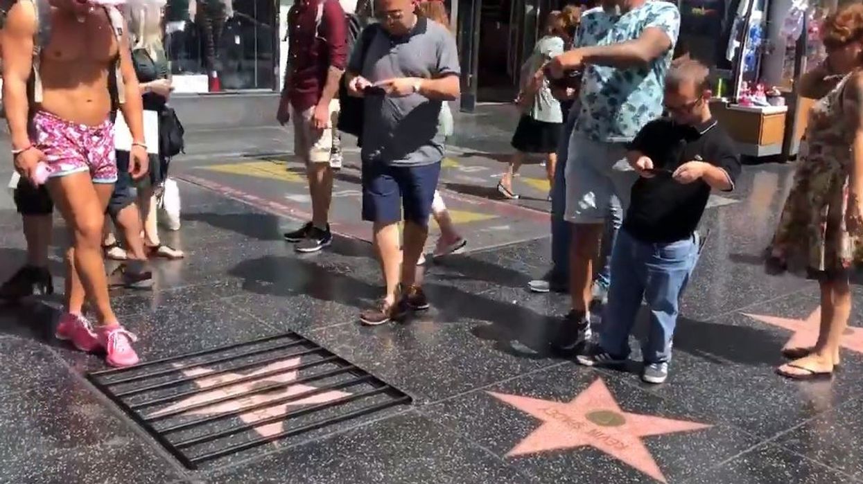 Donald Trump's Hollywood Walk of Fame star has now literally been put behind bars