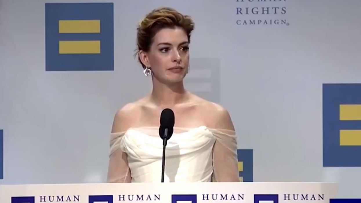 Anne Hathaway attacks white privilege during speech about human rights