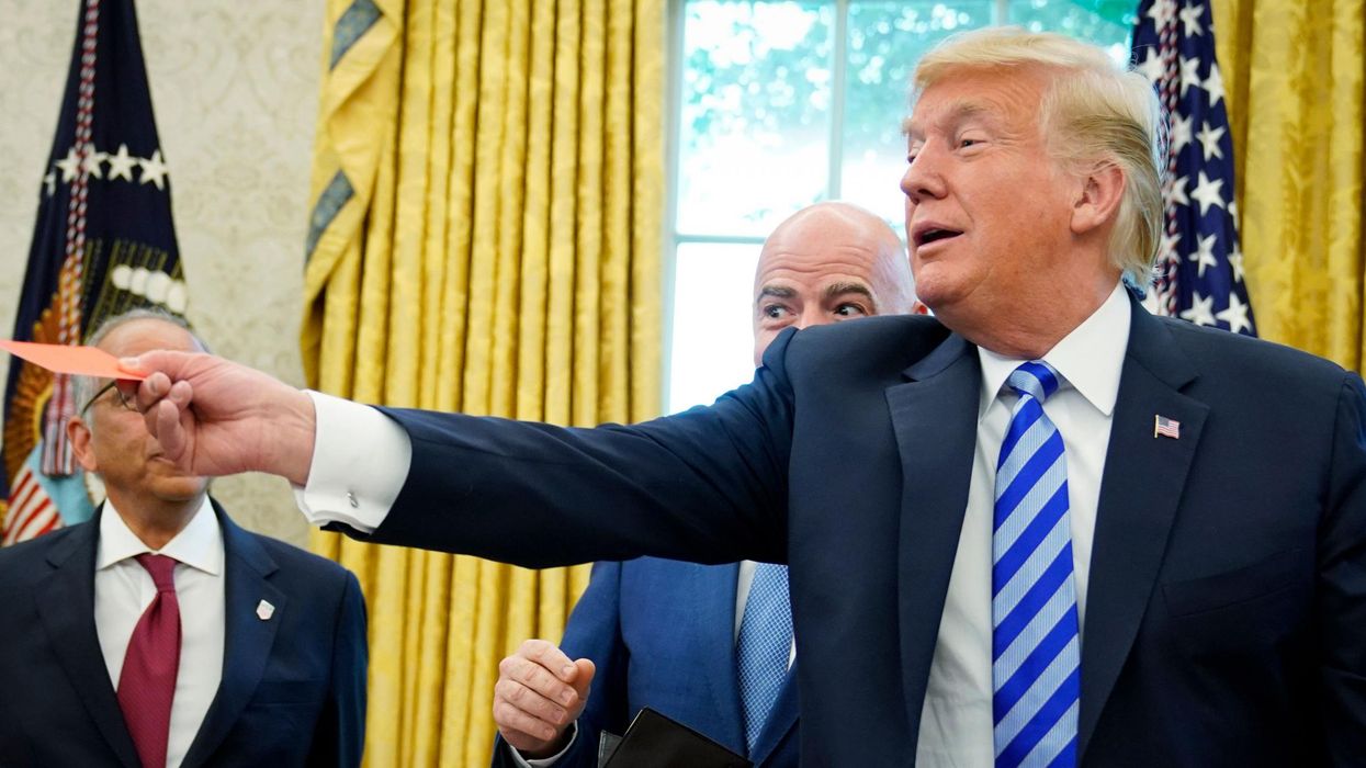 Donald Trump gives media a red card during meeting with FIFA president at White House