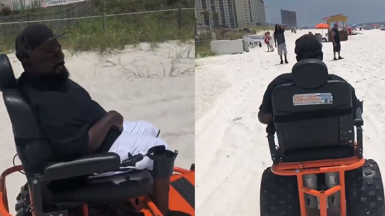 Video of wheelchair-bound man visiting the beach for the first time goes viral