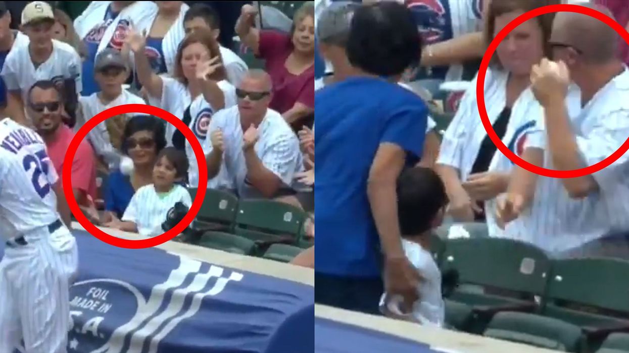 Man appears to steal ball from small child at baseball game