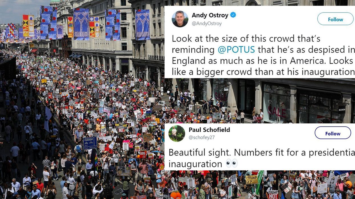 Huge crowds showed up to protest Trump and everyone made the same joke