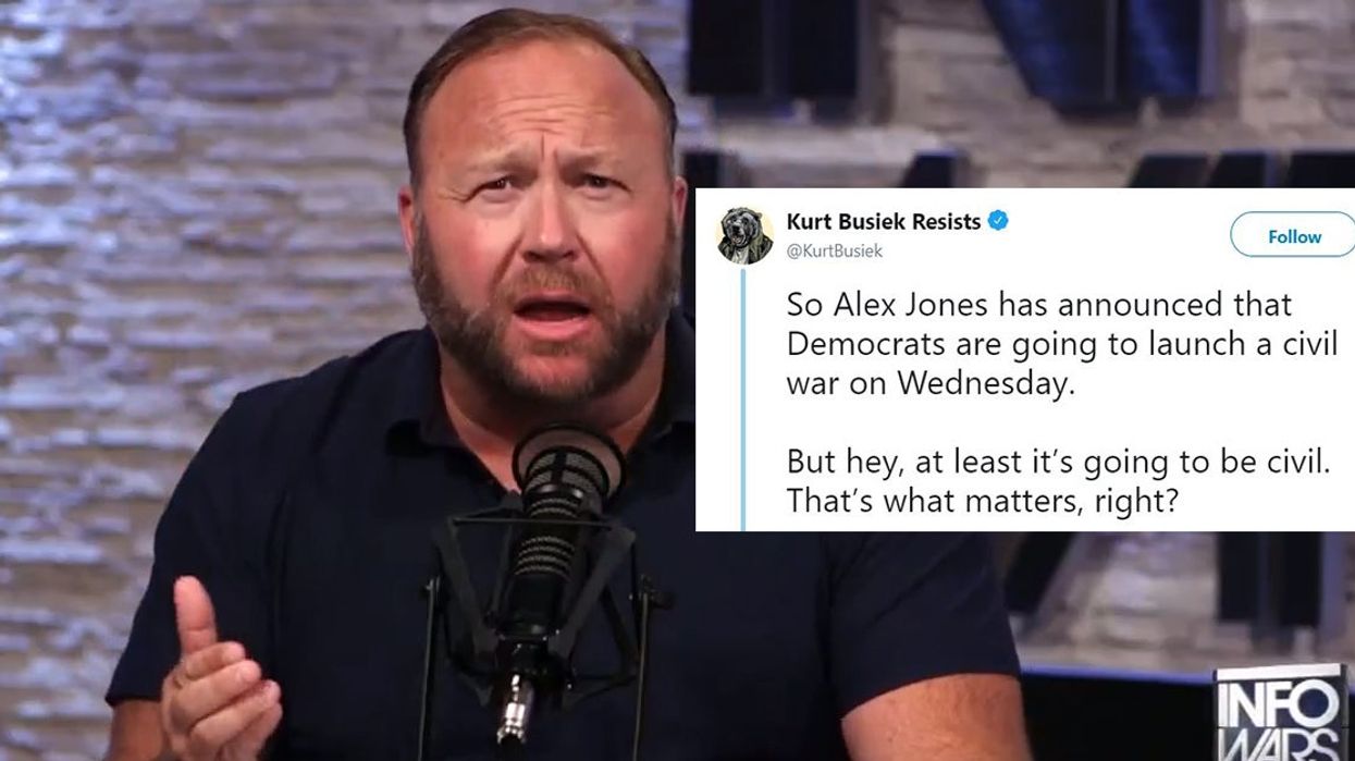 Alex Jones thinks 'liberals will start a civil war' on 4 July