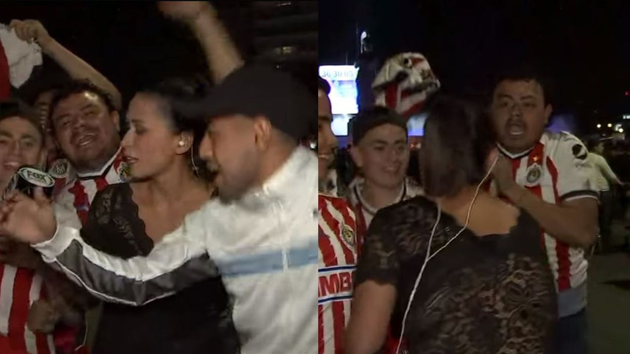 Female reporter hits man with microphone after being groped live on air