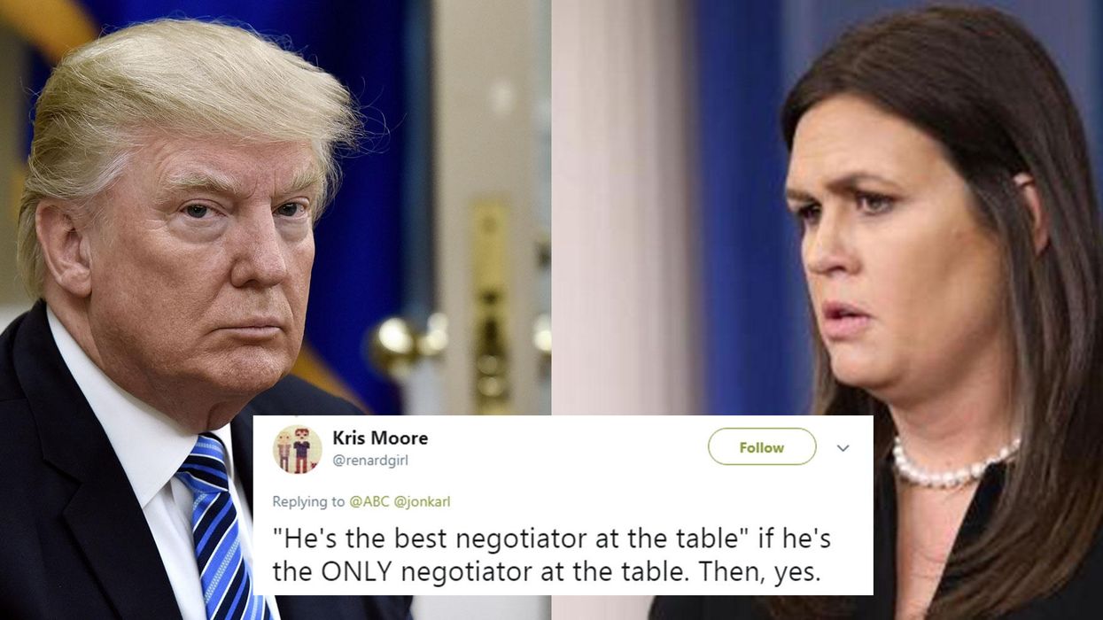 Sarah Sanders said Trump 'is the best negotiator at the table' and everyone made the same joke