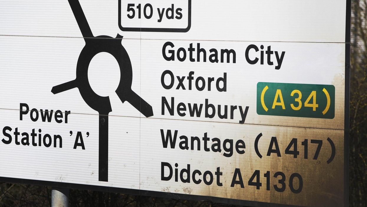Someone has put signs for Narnia and Gotham City around the UK