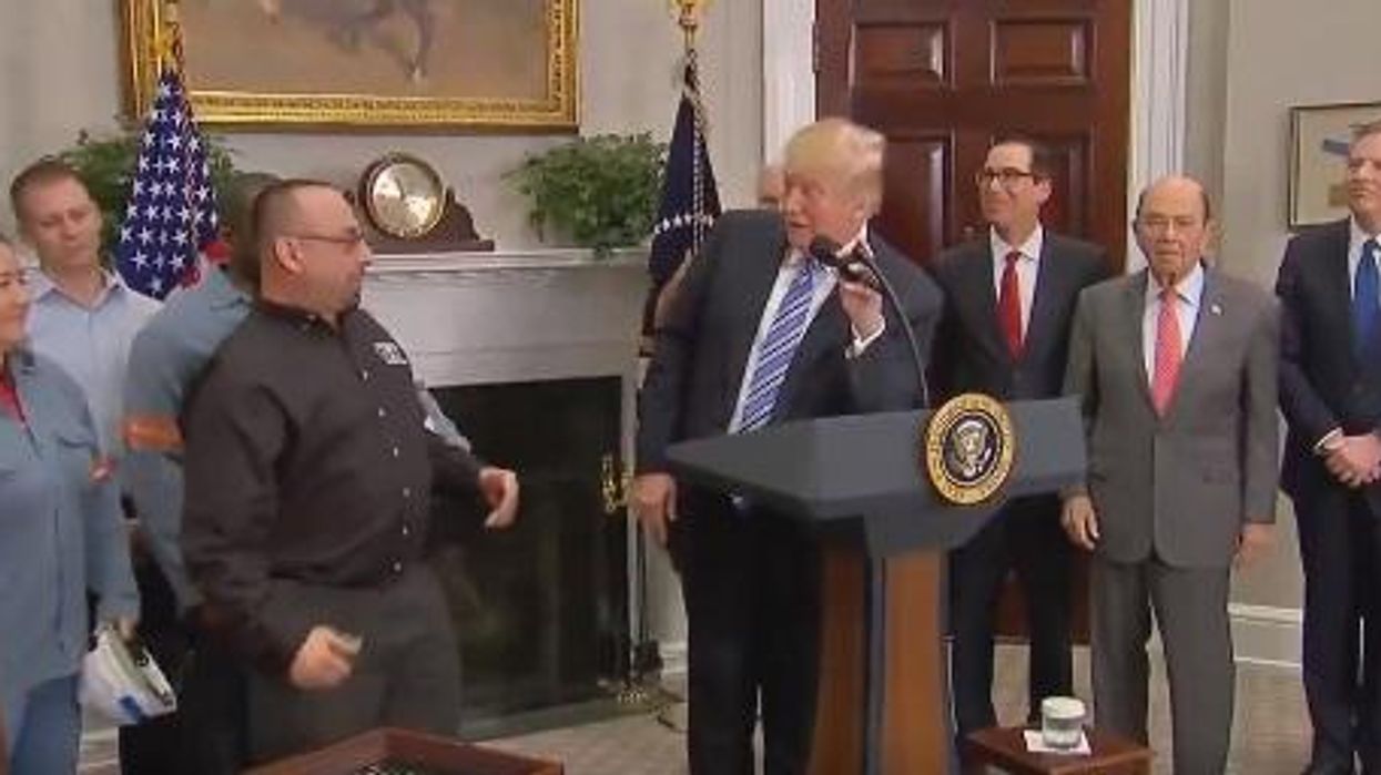 Donald Trump told a steelworker his dead father would be proud of him - but the steelworker's father is alive