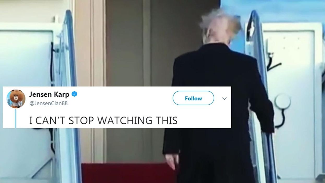 Donald Trump had a bad hair day and everyone is making the same joke