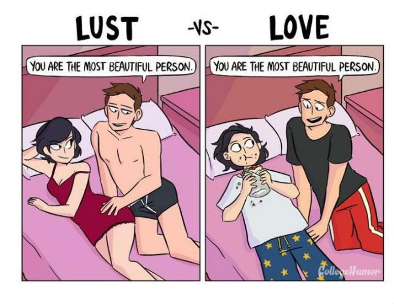 These cartoons perfectly illustrate the difference between lust and love |  indy100