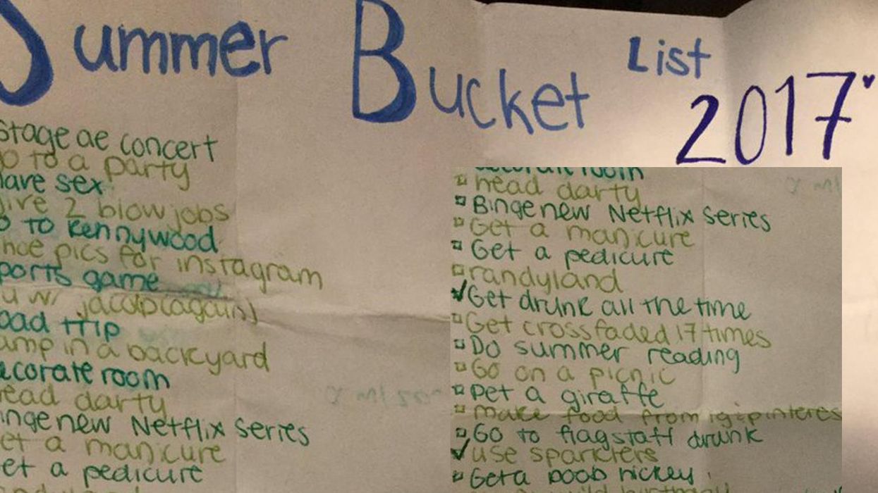 This teenager's summer bucket list was found in a dressing room and now it's gone viral