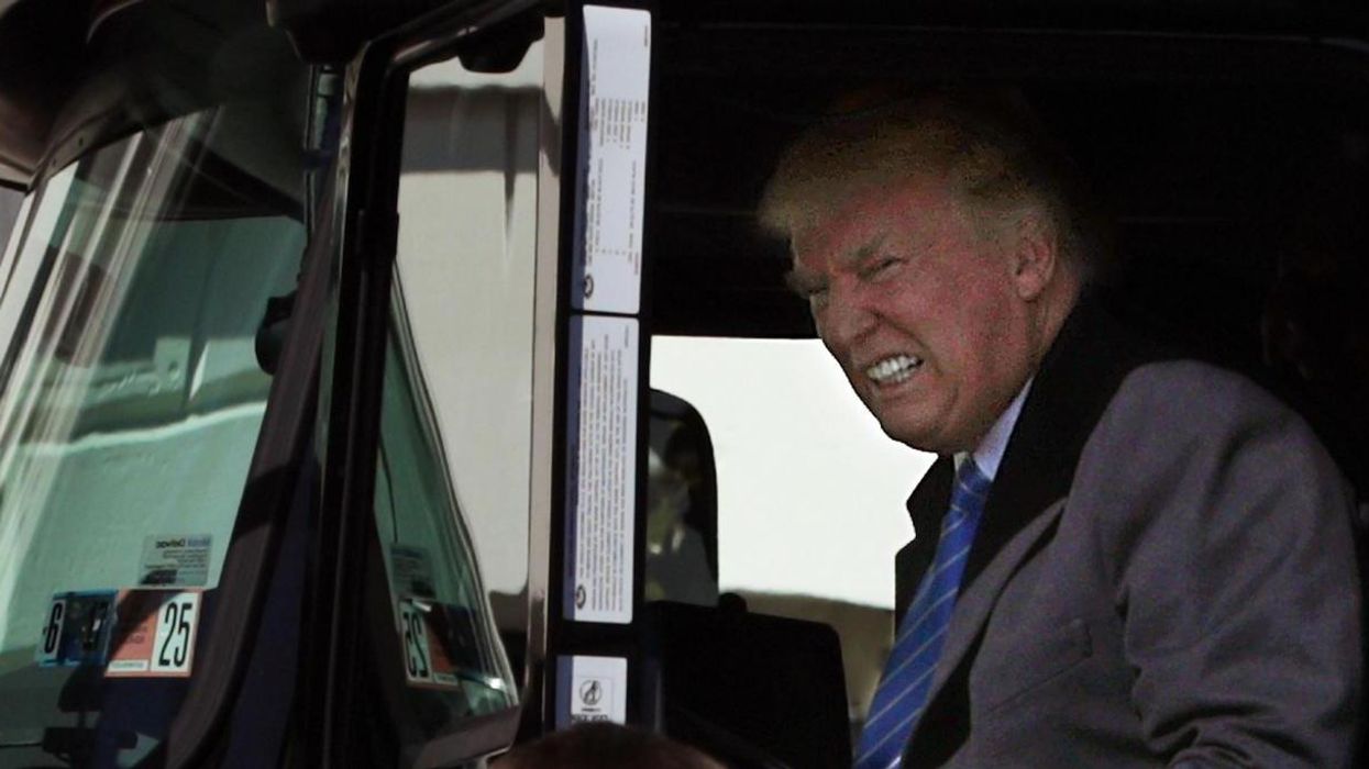 Donald Trump got behind the wheel of a truck and everyone is making the same joke