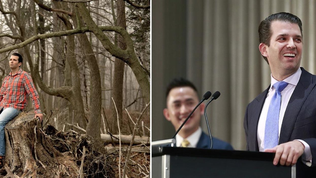 Donald Trump Junior posed on a tree stump and nobody’s quite sure why