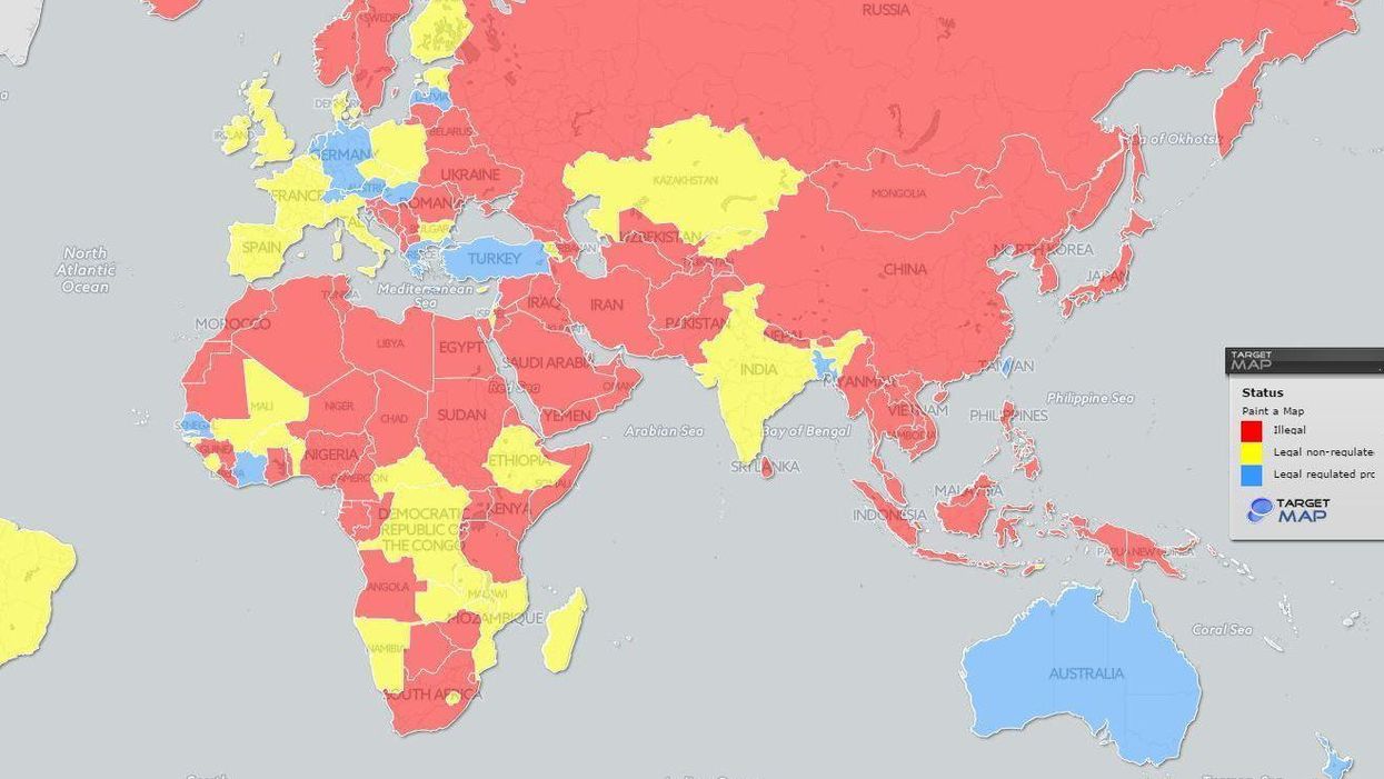 The map of the world according to where prostitution is legal