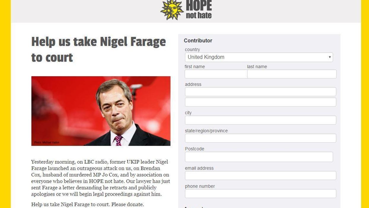 People are donating money to take Nigel Farage to court for Christmas