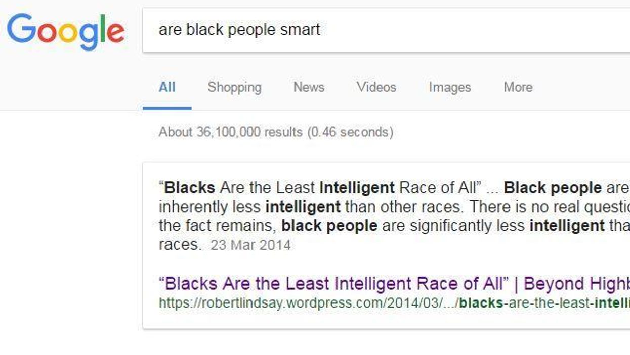 People are disgusted with the top Google result for 'are black people smart'